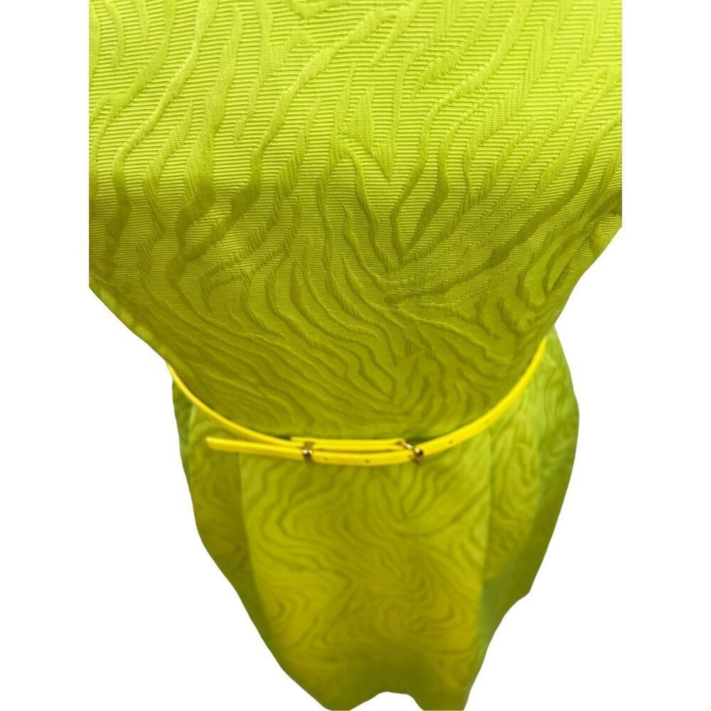 Ellen Tracy Lime Green Textured Midi Dress with Belt - Picture 5 of 13